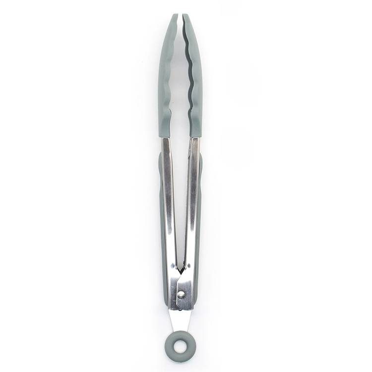 9 Inches Silicone Stainless Steel Handle Food Clip Heat-resistant Cooking Kitchen Tools
