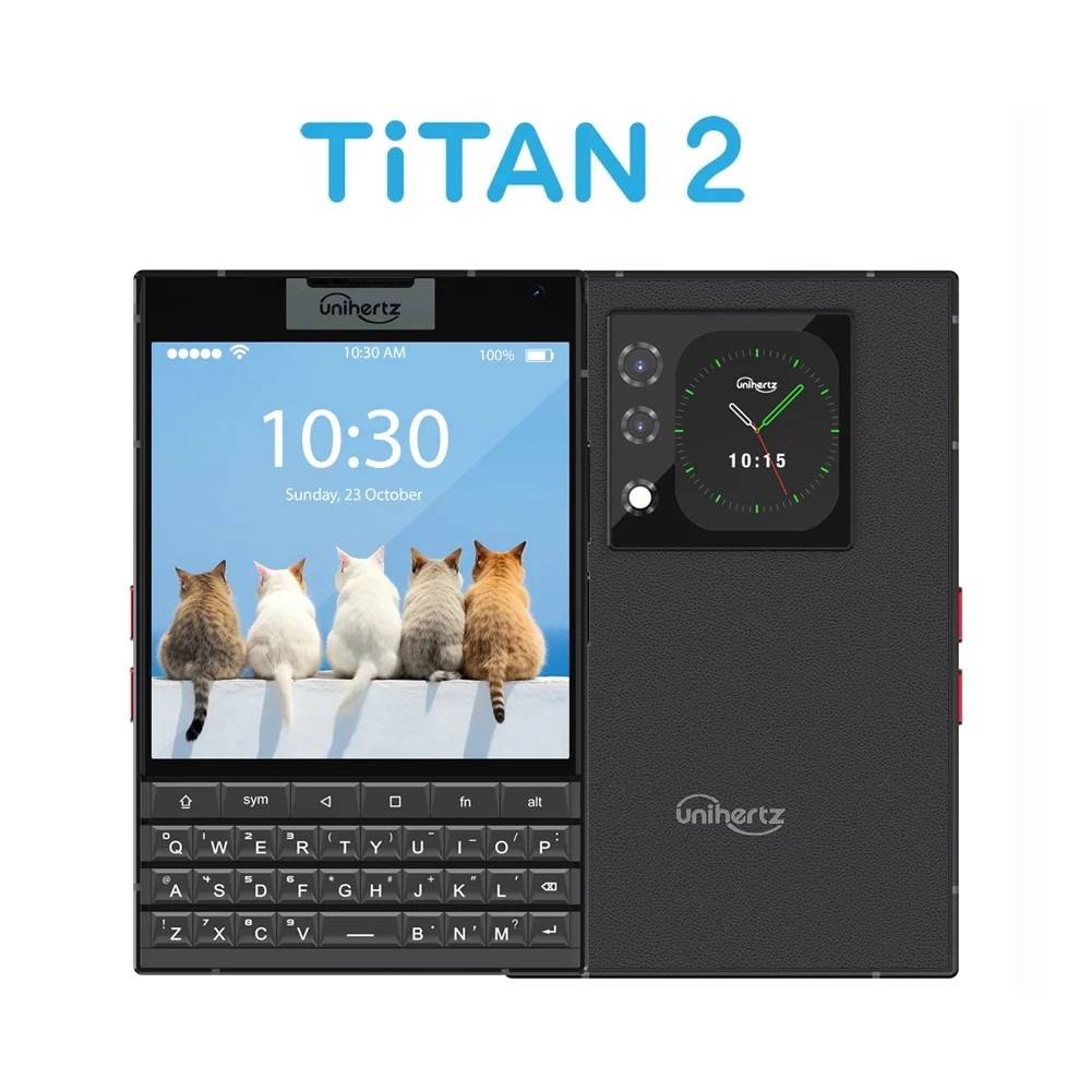 Unihertz Titan 2 5G Smartphone Android 15 with Physical Keyboard Dual Screen 512GB 12GB 50MP 32MP Camera Dimensity 7300 Dual SIM