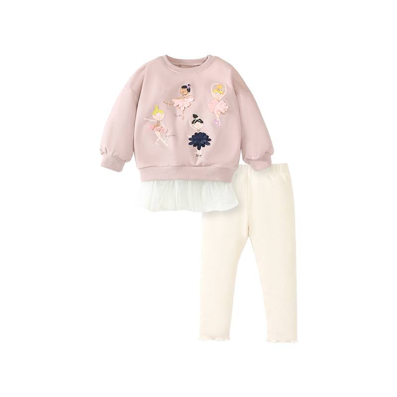 Little maven autumn new girls sweater suit children&#039;s long-sleeved suit cute girl pants suit