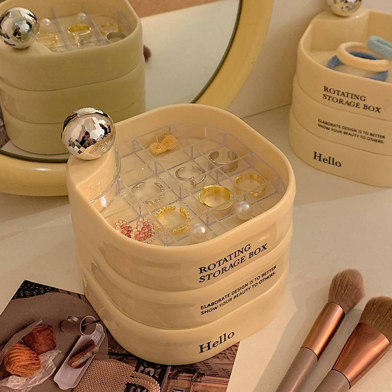 New Multi-layer Rotatable Jewelry Storage Box Earrings Hand Jewelry Box Organizer Ring Boxes