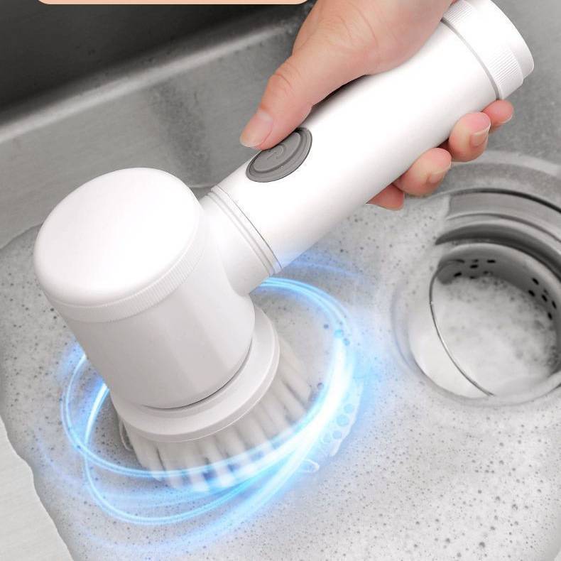 Nylon Gadget Tools Kitchen Accessories Set Electric Cleaning Brush Easy Handle White Color