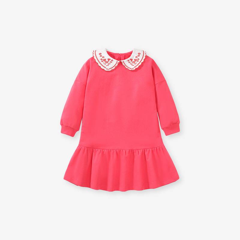 Little maven European and American children&#039;s dress autumn girls long-sleeved children&#039;s skirt pure cotton embroidery girl&#039;s skirt