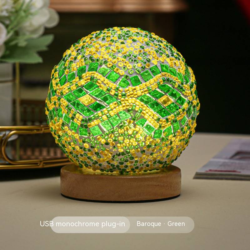 Cross-border Baroque night light romance and freedom Bohemian style creative rechargeable table lamp decorative glass lamp
