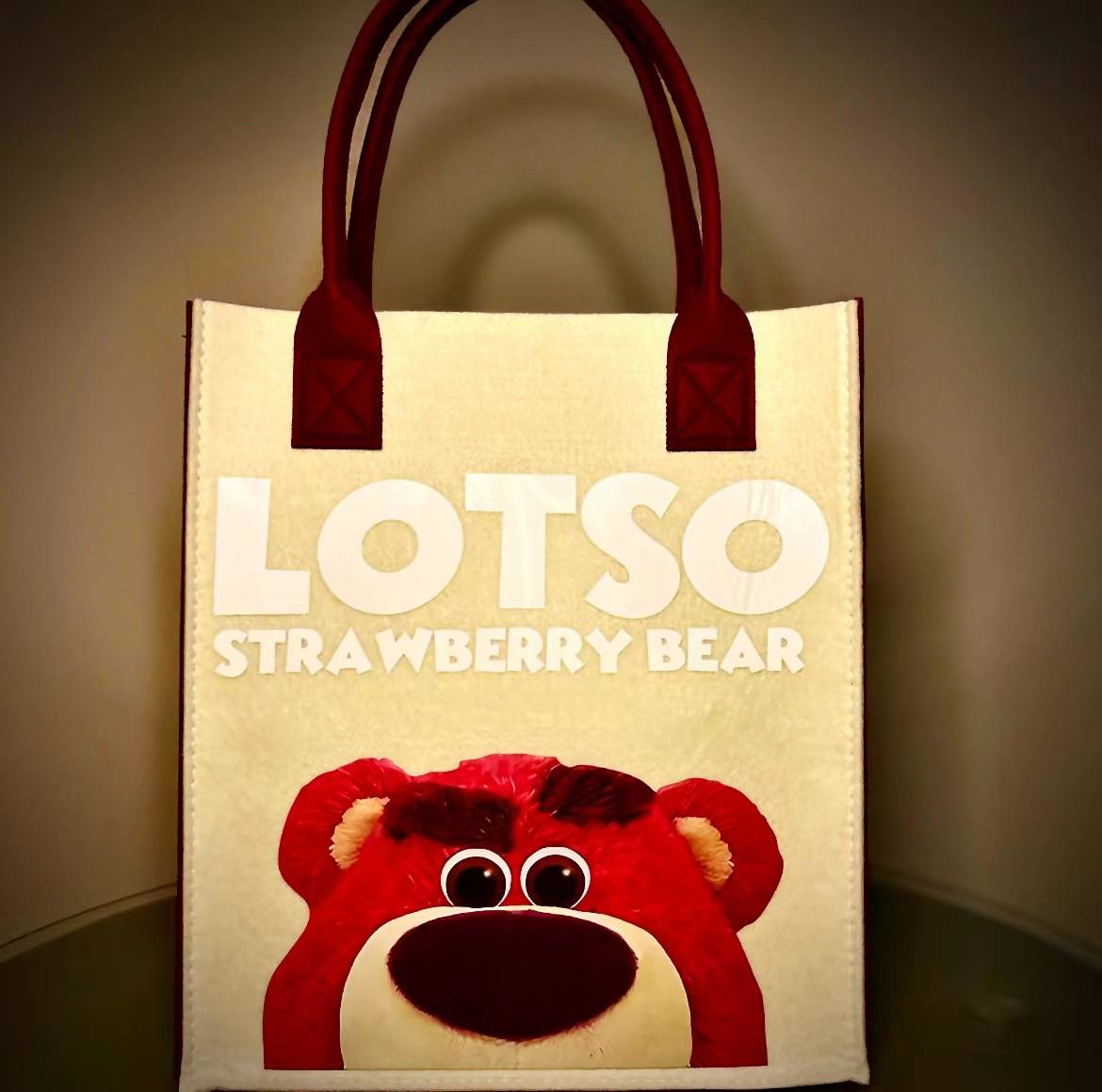 New Clashing Bear Felt Bag Printed Cartoon Tote Handbag Hundred Handbags