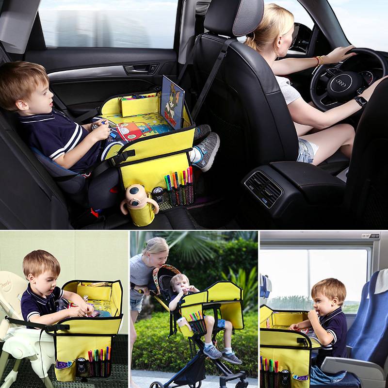 Car children&#039;s dinner plate coaxing baby god car seat tray multifunctional folding storage small table plate