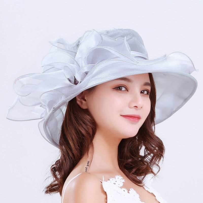 Women&#039;s outdoor sun hat anti-UV spring and summer beach hat organza large brim mesh hat