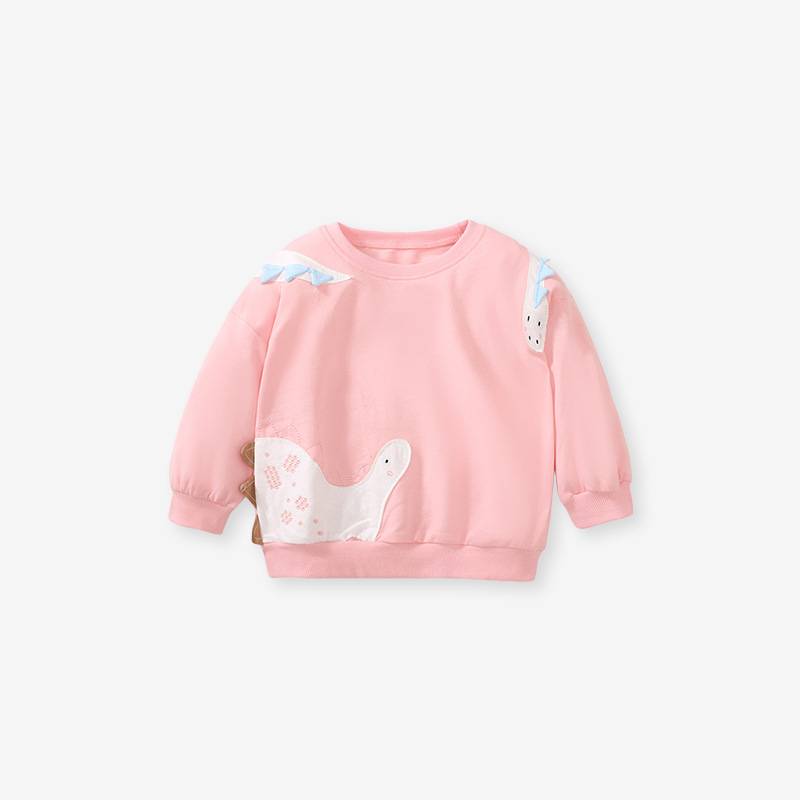 Little maven European and American girls&#039; long-sleeved sweater cute pink sweater autumn home pure cotton long-sleeved