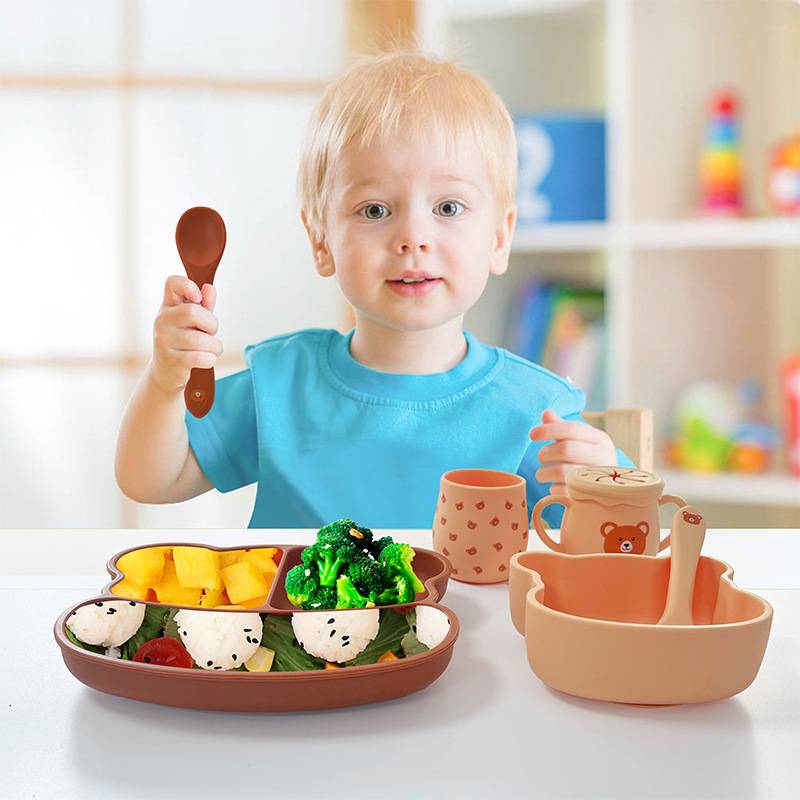 Bear set tableware baby feeding complementary learning to eat training bear set 8 sets