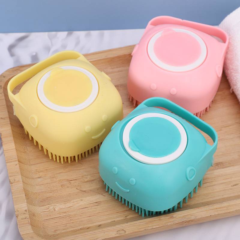 New Soft Silicone Brush Rubber Bristle for Pet Massage Brush Shampoo Dispenser Dog Bath Brush and Cats Shower Grooming