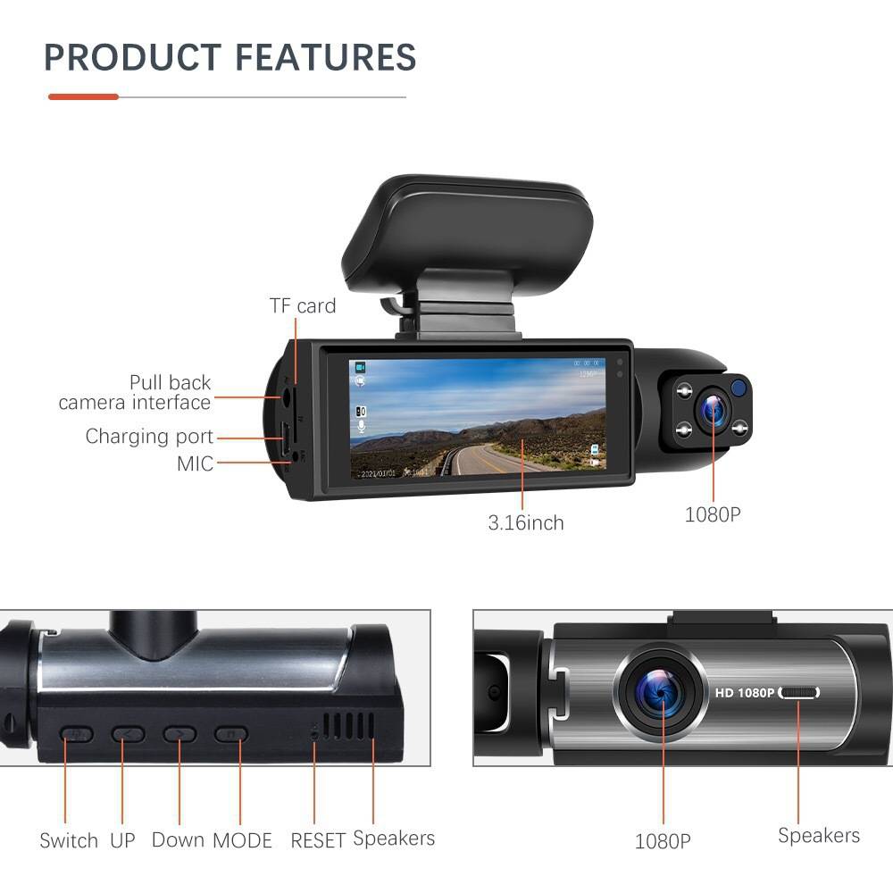 HD Car Recorder Dual Lens Dual Recording HD WiFi Infrared Night Vision Car Recorder