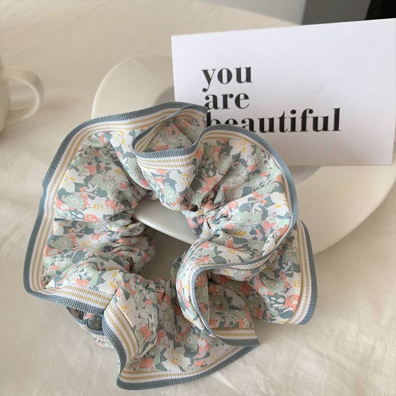 French elegant flower ribbon bow large intestine hair circle women&#039;s new retro high-end sense head rope gentle headdress for women