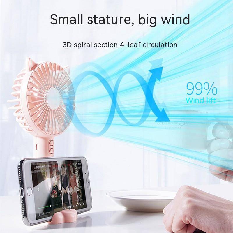usb handheld small fan mini portable charging student dormitory desktop night light mute small electric fan wholesale