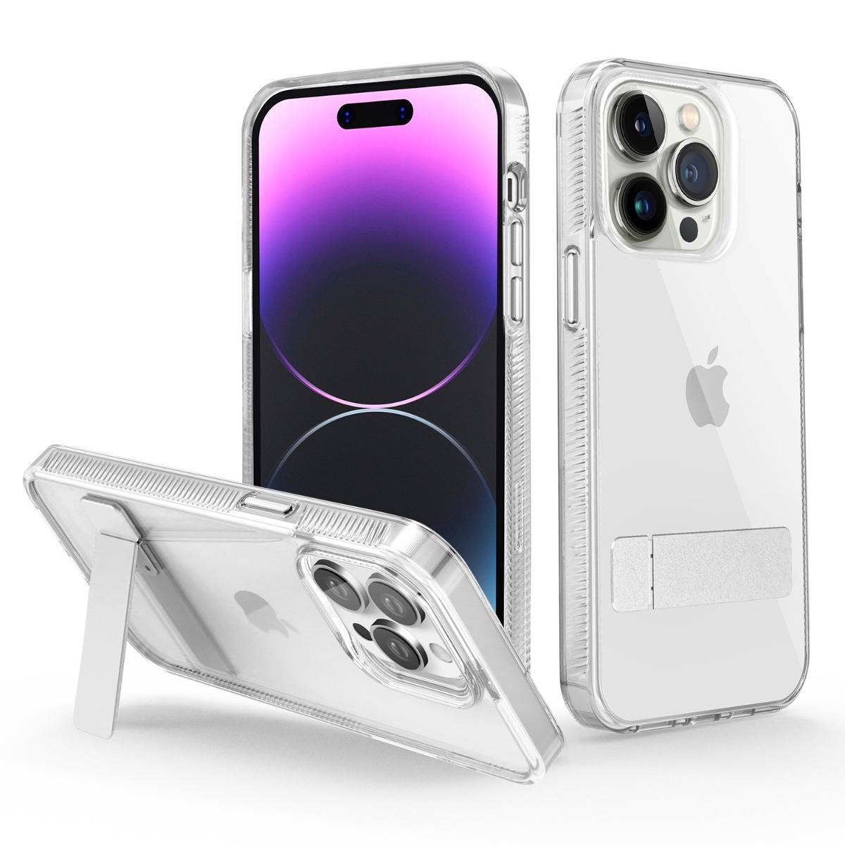 Portable Invisible Metal Stand Case iphone14Pro max case transparent