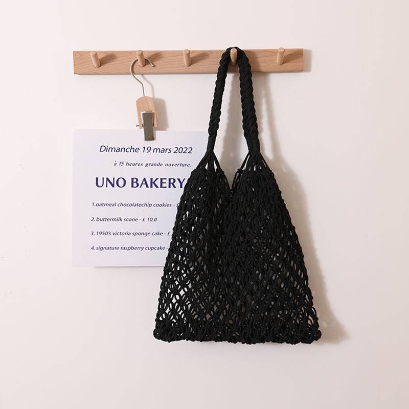 Chic wind cotton thread hand-woven bag beach bag women&#039;s bag one-shoulder portable leisure hollow travel holiday fishnet bag