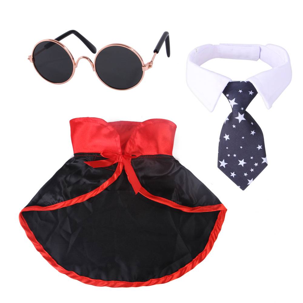 Cross-border manufacturers new pet Halloween cloak suit dog bow tie cloak hat festive decorations
