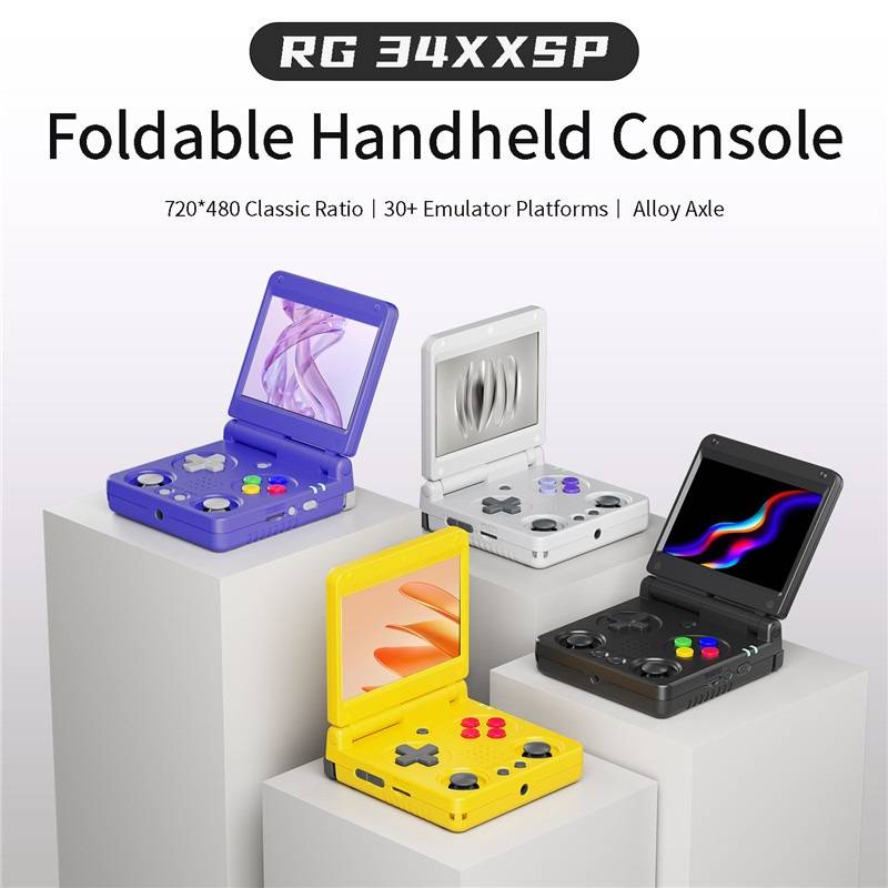 RG34XXSP Retro Video Gaming Player 3.4-inch IPS Screen WiFi/Bluetooth Support Flip Cover 64-Bit PSP Linux Handheld Game Consoles
