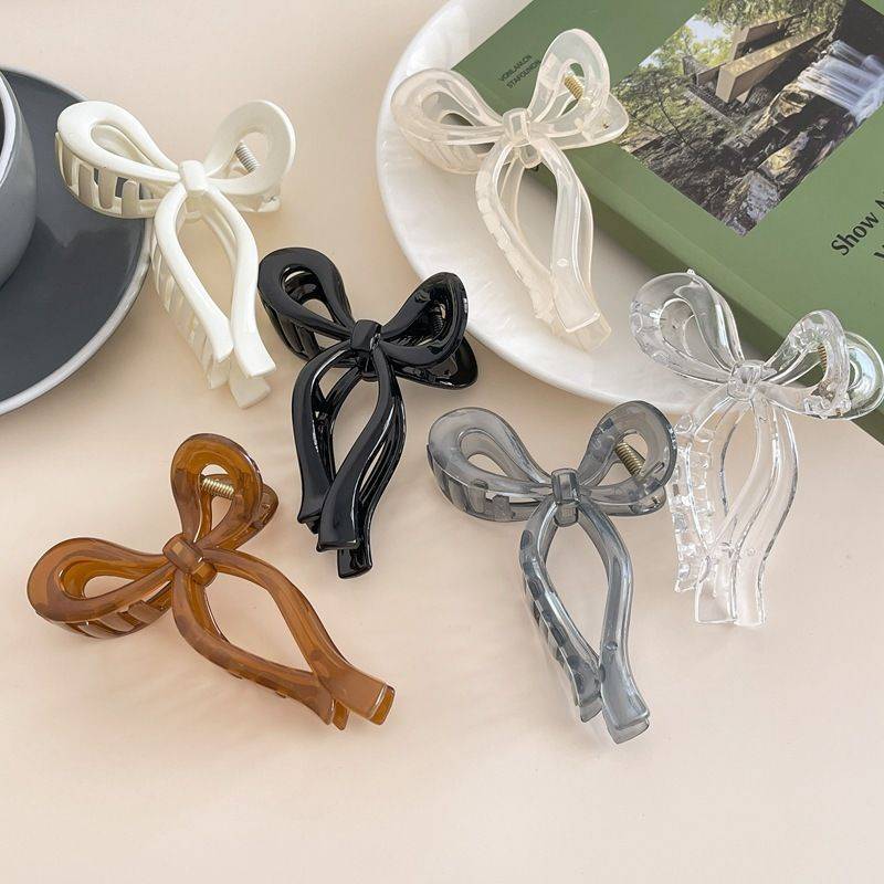 Claw Clip for thick hair beautiful bow transparent hair claw clips plastic claw hair clips for women