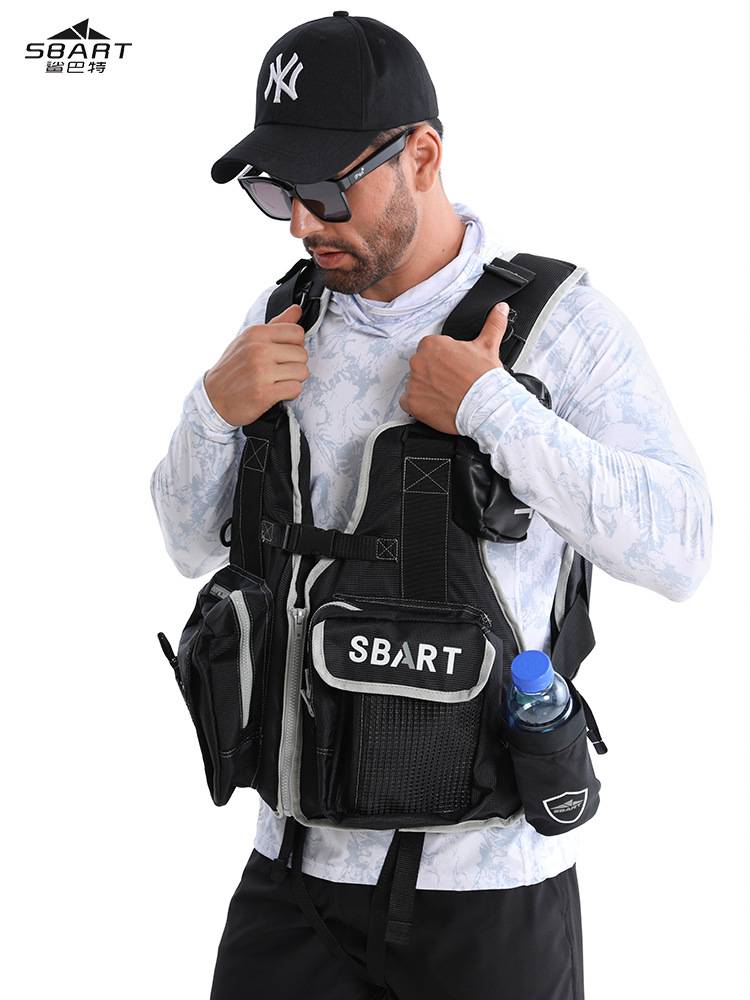 SBART multi-functional buoyancy life jacket for fishing, multi-pocket rock fishing vest, sea fishing life-saving vest in stock