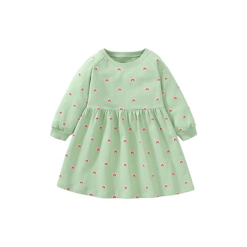 Little maven autumn girl&#039;s skirt pure cotton princess dress European and American home casual children&#039;s long-sleeved even dress