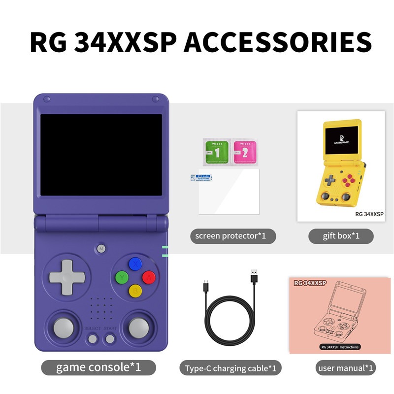 RG34XXSP Retro Video Gaming Player 3.4-inch IPS Screen WiFi/Bluetooth Support Flip Cover 64-Bit PSP Linux Handheld Game Consoles