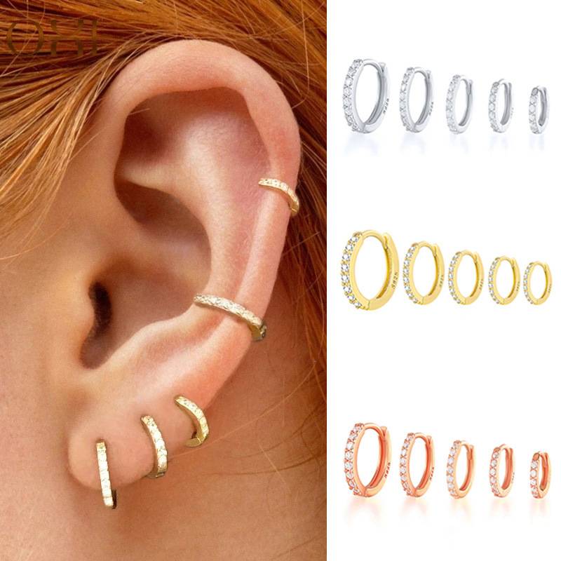 simple row of diamonds zircon earrings female small fresh round small ear bone studs