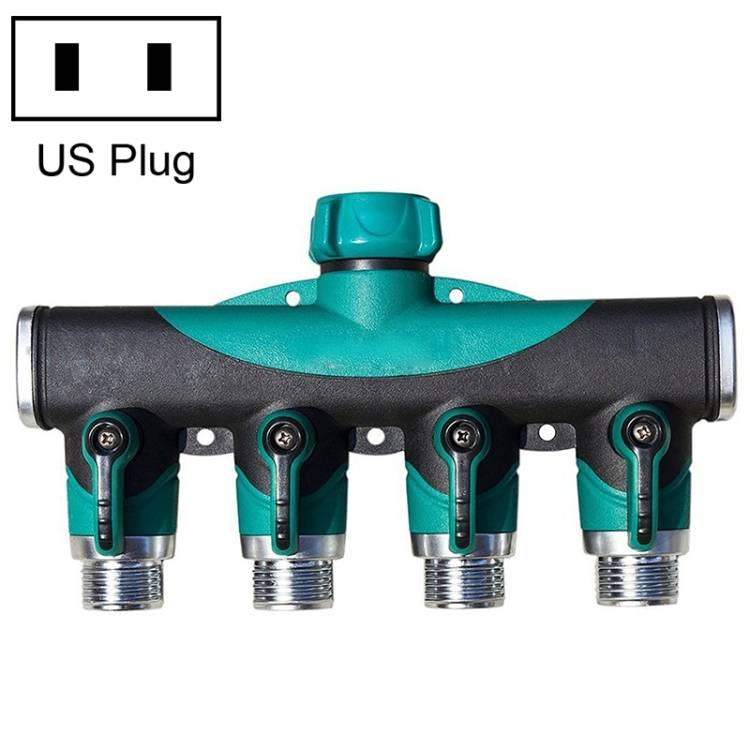 Garden lawn watering faucet, four valve water distributor controller, water pipe distributor