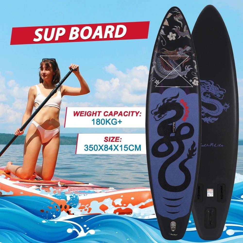 [EU Direct] Funwater SUPFR17U 350CM Inflatable Paddle Board – Portable Stand Up SUP with Adjustable Paddle, Pump, Backpack, Leash & Safety Rope,
