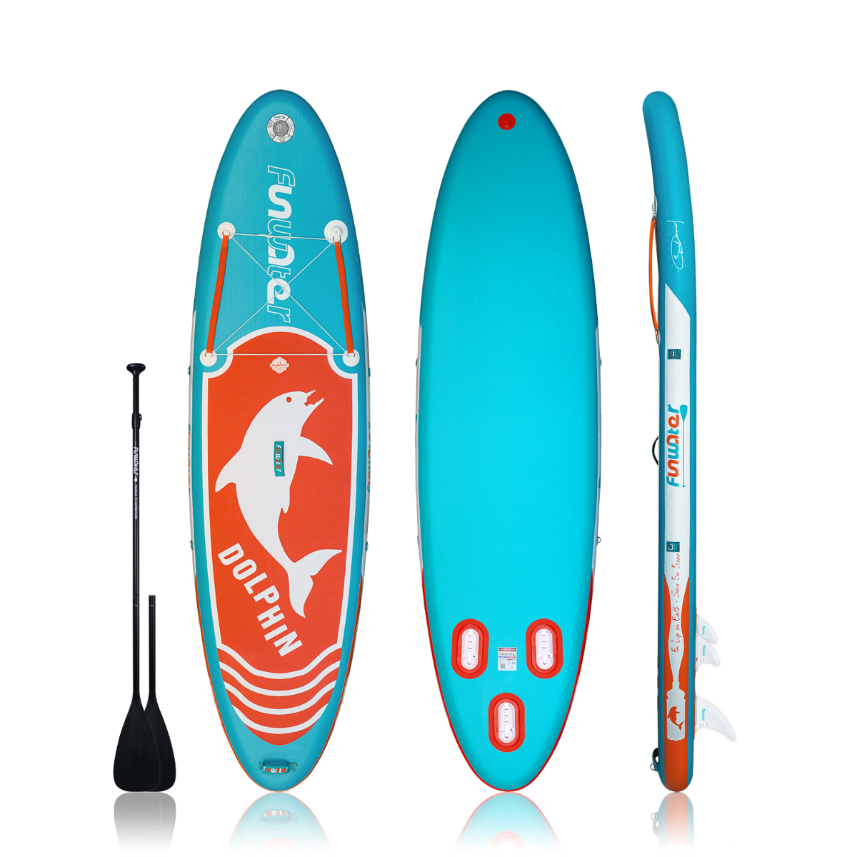 FunWater Dolphin Inflatable Stand Up Paddle Board 10.6'' Long 33'' Wide 6'' Thick