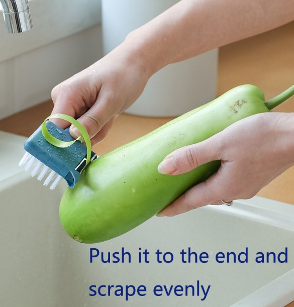 4 PCS 5 in 1 Multifunctional Peeler Household Kitchen Plastic Long-Handled Garlic Grinder With Brush Head