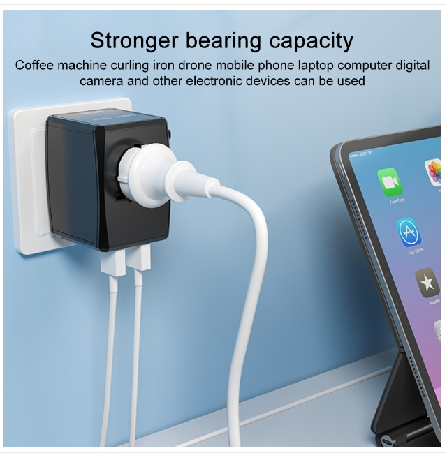 HHT905 PD 35w/65W Dual USB+Dual Type-C Interface Multifunctional Universal Travel Converter Plug