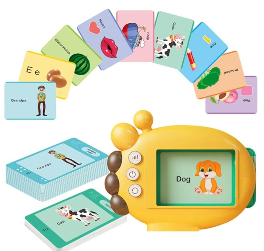 Henniu Leitor de cartões Flash para bebês Máquina de cartões Flash audíveis Brinquedos educativos de aprendizagem precoce