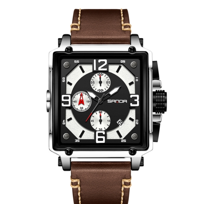 Sanda 5304 Quartz Men&#039;s Watch Three Eyes Six Hands Simple with Calendar Waterproof Watch