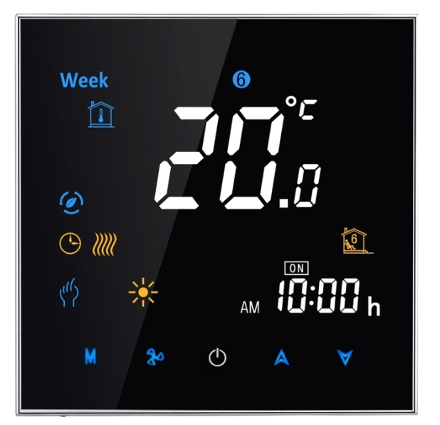 BHT-3001 16A Load Electronic Heating Type LCD Digital Heating Room Thermostat with Sensor, Display Clock / Temperature / Time / Week / Heat etc