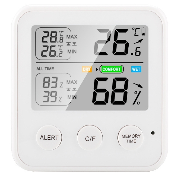 TS-9909-W Multifunction Large Screen Household Thermometer Hygrometer