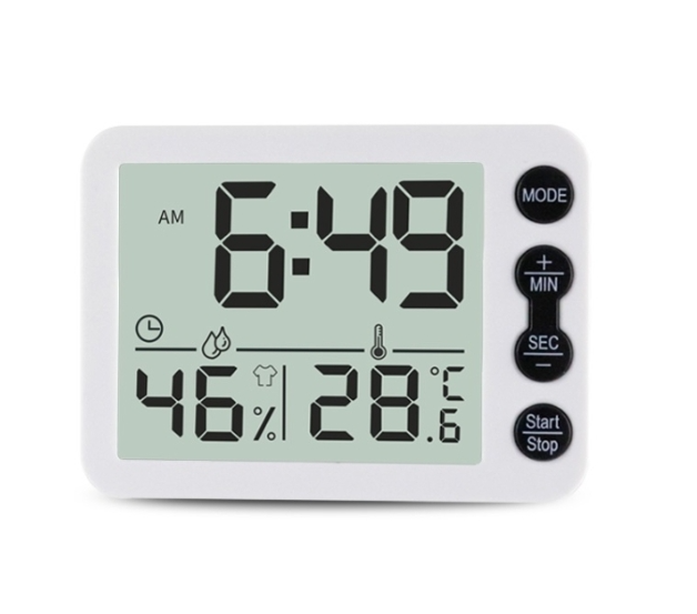 Multifunctional Indoor Thermometer And Hygrometer Large Screen Alarm Clock Kitchen Electronic Countdown Timer