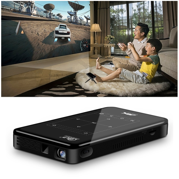 P09 Portable 4K Ultra HD DLP Mini Smart Projector with Infrared Remote Control, Amlogic S905X 4-Core A53 up to 1.5GHz Android 6.0, 1GB+8GB, Support 2.