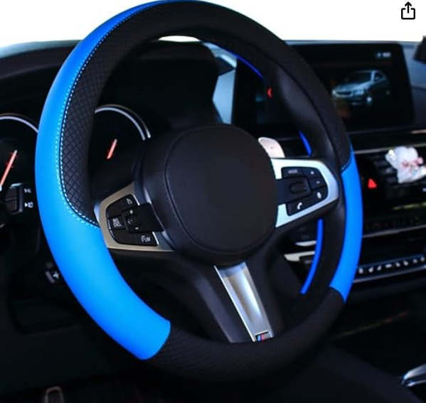 Capa para volante de carro Shiawasena, couro, ajuste universal de 38 cm