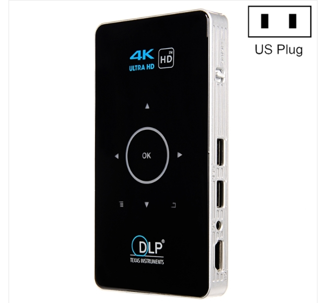 C6 1G+8G Android System Smart DLP HD Mini Projector Portable Home Phone Projector BLACK