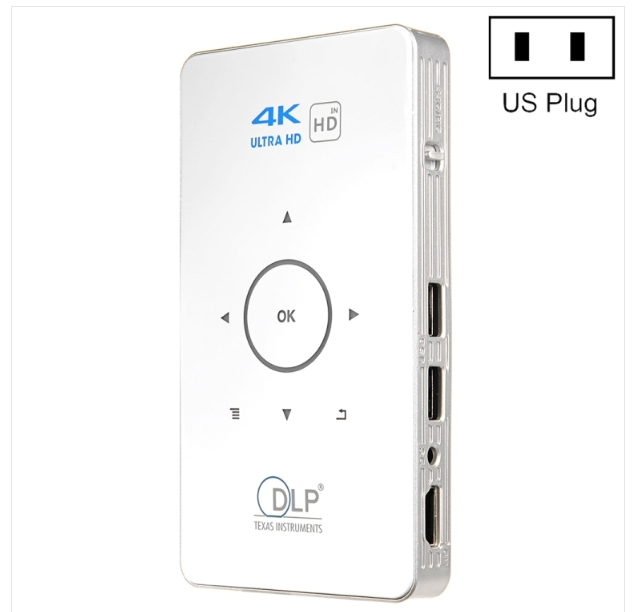 C6 1G+8G WHITE Android System Smart DLP HD Mini Projector Portable Home Phone Projector