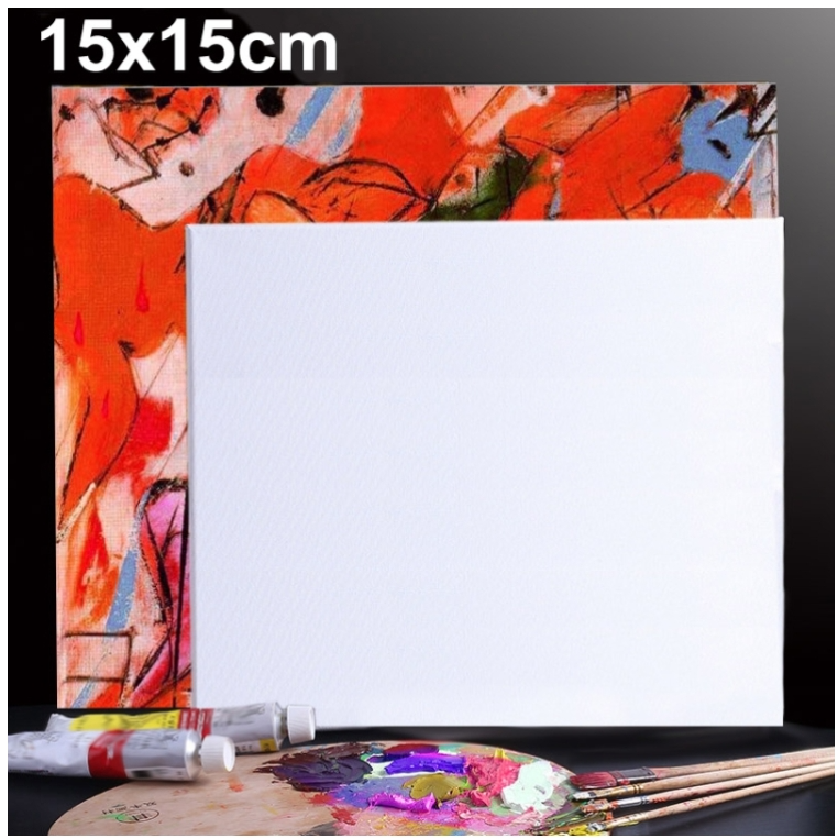 5 PCS Oil Acrylic Paint White Blank Square Artist Canvas Wooden Board Frame, 15x15cm