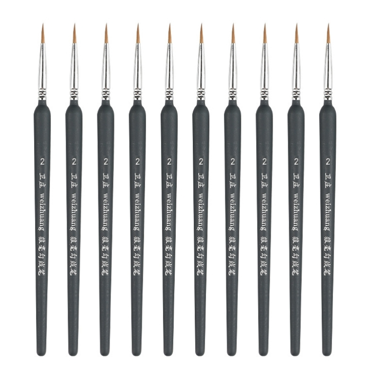 10 PCS 2 WeiZhuang Hook Line Pen Painting Hand-painted Watercolor Wolf Mint Hook Line Pen Painting Stroke Thin Line Brush, Color:Dark Blue