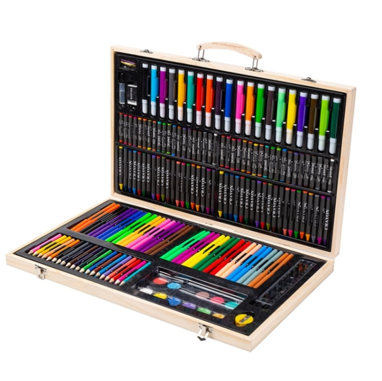 180 in 1 Painting Wooden Box Colorful Pen Set Art School Supplies For Children