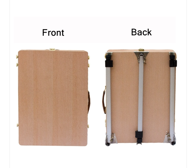 Portable Wooden Handheld Sketching Case Aluminum Easel (Beech)