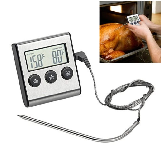 Digital Oven Thermometer Kitchen Food Cooking Meat Grilling Probe Thermometer with Timer Water Milk Temperature Cooking Tools