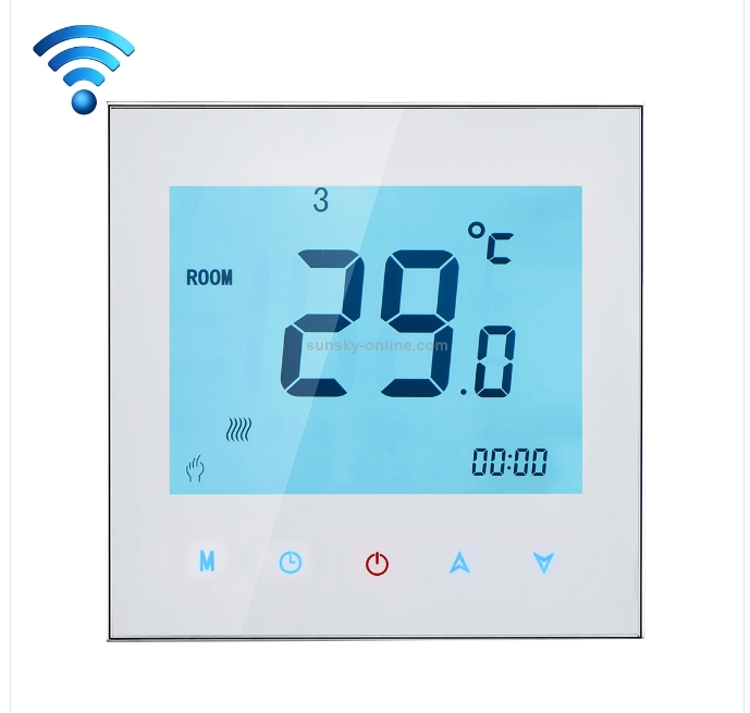 BHT-1000-GB-WIFI 16A Electric Heating Touch Screen LCD Display Thermostat WiFi Control with Time Display (Color: White)