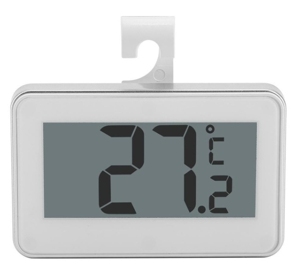 Large LCD Refrigerator Thermometer with Adjustable Stand Magnet Digital Thermometer (White)
