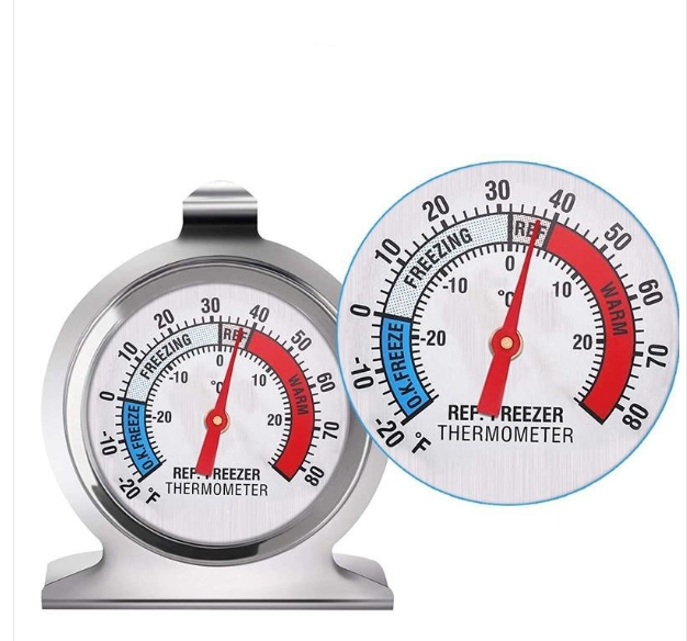 2 Inch Stainless Steel Refrigerator Thermometer for Freezers
