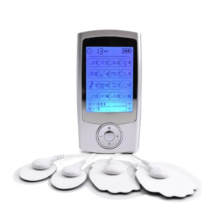 16 Mode Digital Electronic Pulse Massager Muscle Stimulator Pain Relief Machine(Silver)