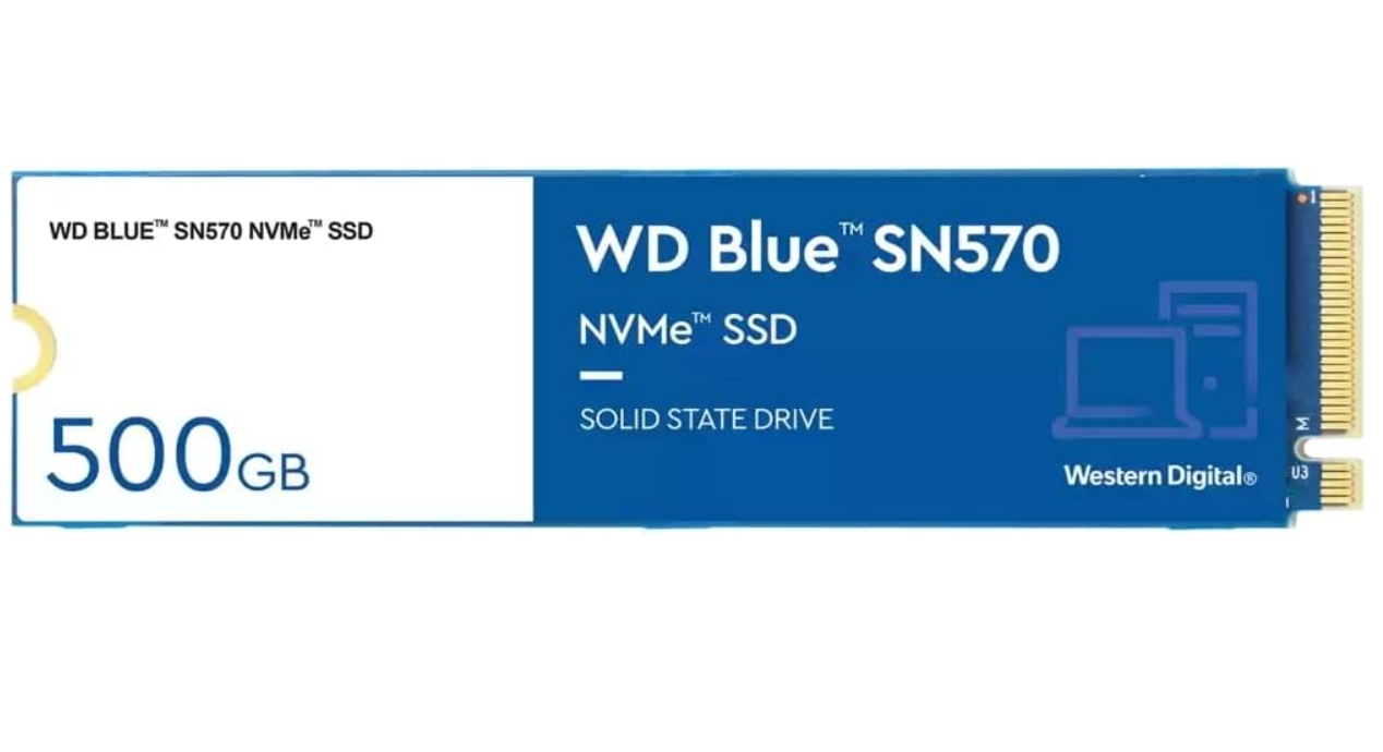 Western Digital 500 GB WD Blue SN570 NVMe SSD interno da unidade de estado sólido - Gen3 x4 PCIe 8 Gb/s, M.2 2280, até 3.500 MB/s - WDS500G3B0C