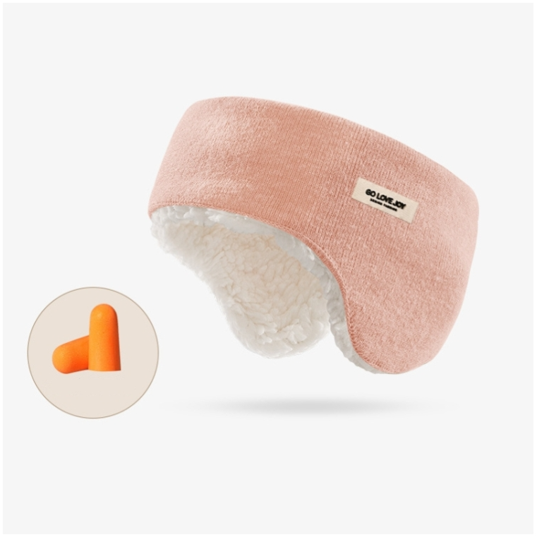 Golovejoy Winter Warm Soundproof Earmuffs + Earplugs Set Sleep Eye Mask(Pink)